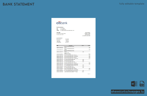 Peru Citibank Kontoauszug Excel-Version 2 Beispielvorschau